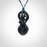 This medium sized Venus woman with tree of life head pendant is made from Black Jade Stone. We've hand carved this piece for all the lovers out there. Free postage worldwide. Black Jade Stone goddess, woman with tree of life jewellery. Provided with an adjustable cord and packaged in a woven kete pouch.